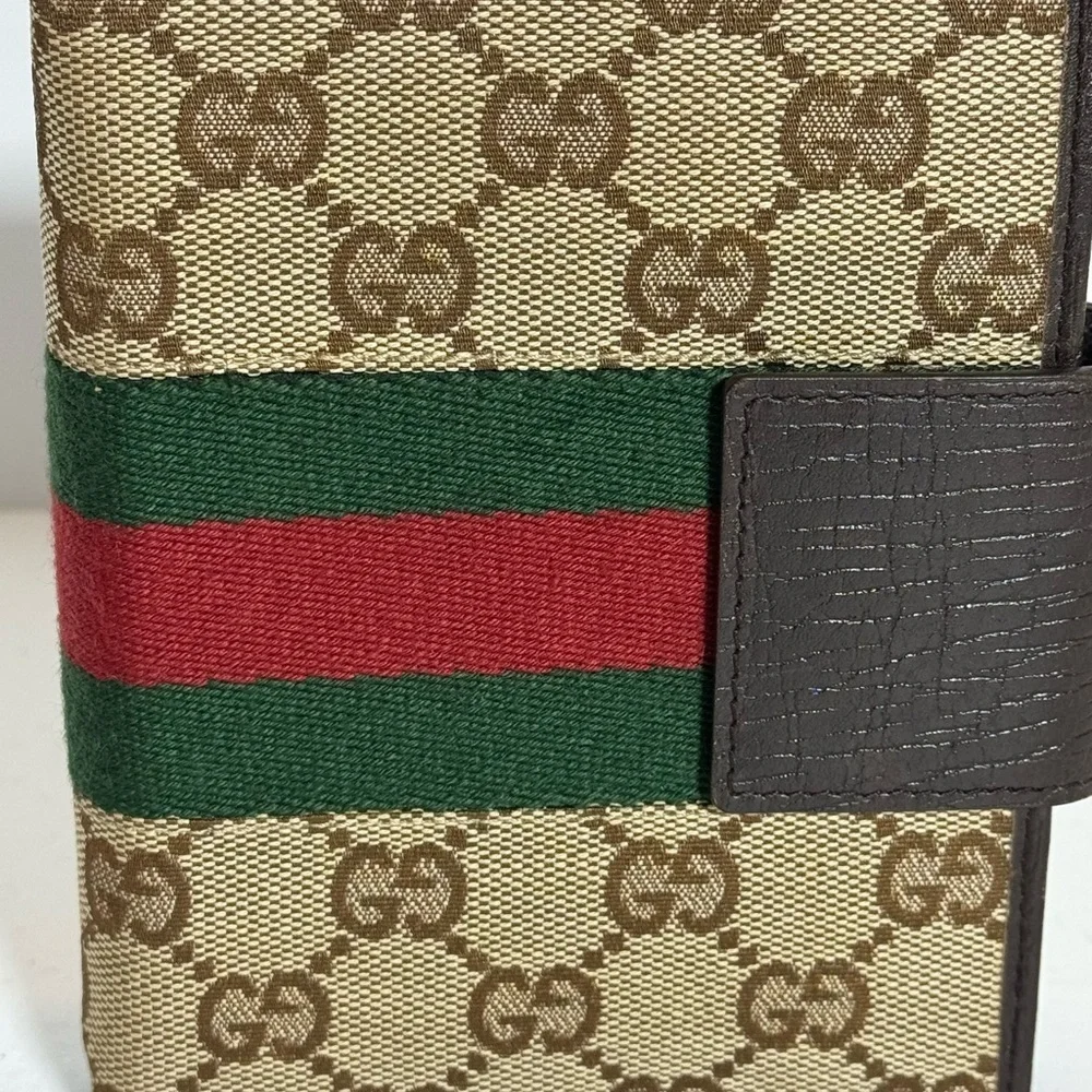 Gucci Beige and Brown Canvas Agenda with Red and Green Stripe - Picture 3 of 14